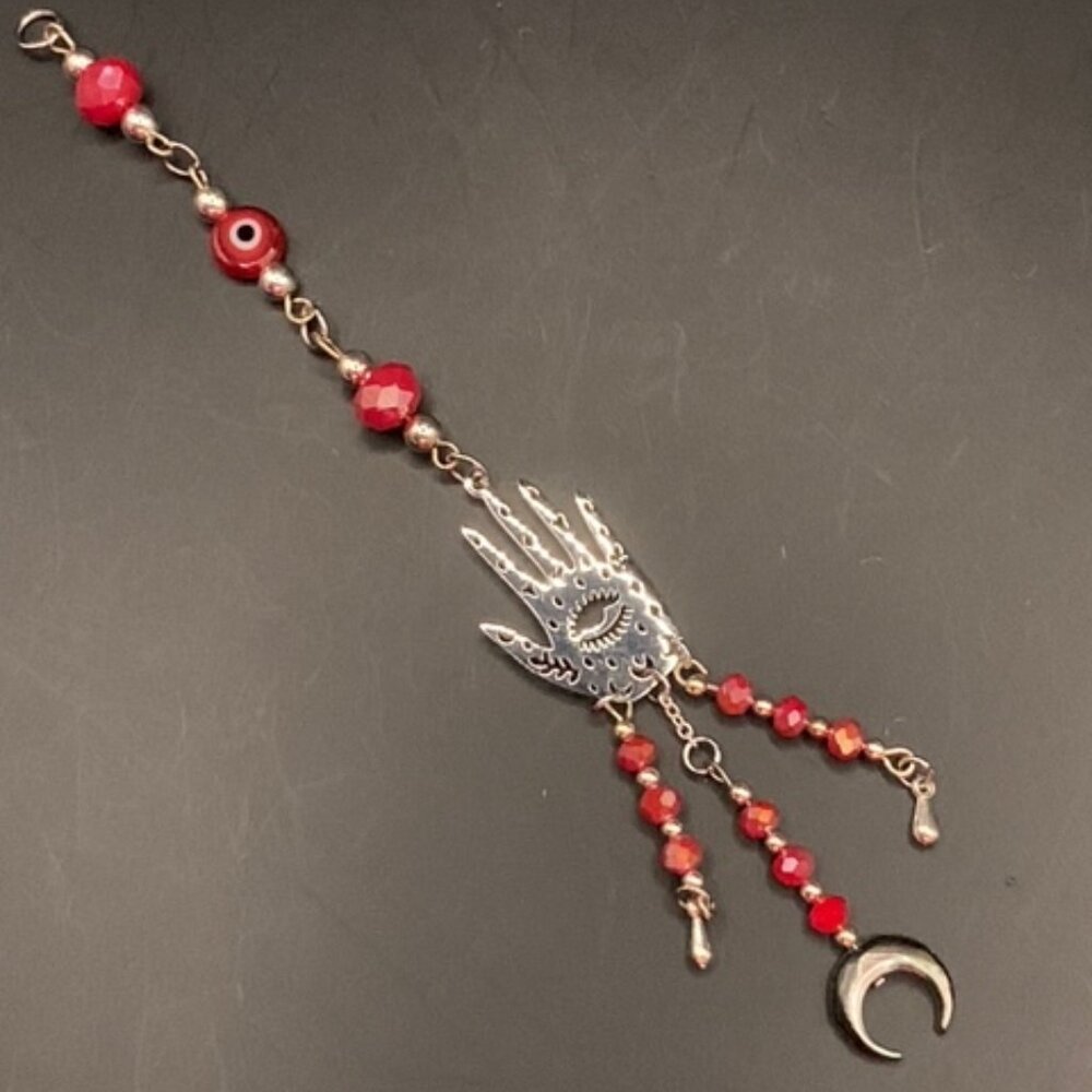 Hamsa Red Evil Eye Car Rearview Mirror Suncatcher Charm Gift Handmade CC132